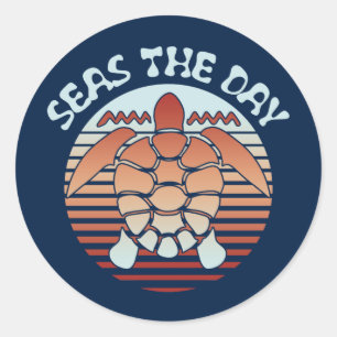 Sticker Rond La Mer Le Jour   Vibes d'été Tortue