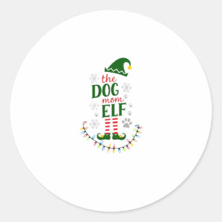 Sticker Rond La mère de chien elfe Noël drôle amateur de chiens