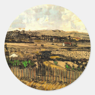 Sticker Rond La Moisson en Provence Montmajour de Vincent van G