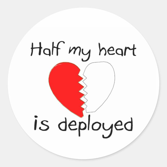 Sticker Rond La Moitié De Mon Coeur Est Déployée (Devant)