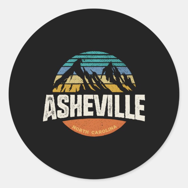Sticker Rond La montagne d'Asheville-Nord (Devant)