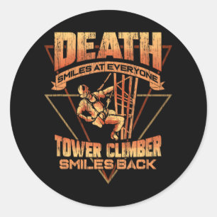 Sticker Rond La Mort D'Un grimpeur De Tour De Cellule Sourit À 