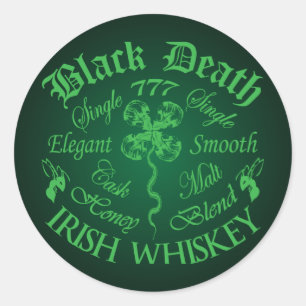 Sticker Rond La mort noire 777 - whiskey d'Irlandais de miel