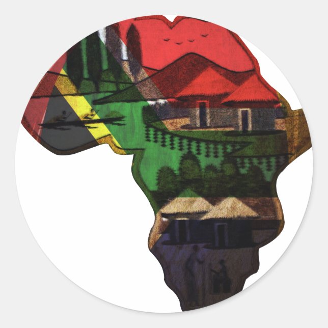 Sticker Rond La mosaïque africaine en effervescence : Art Motif (Devant)