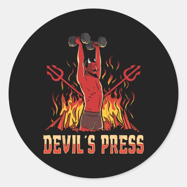 Sticker Rond La musculation de la presse de Satan Devil (Devant)