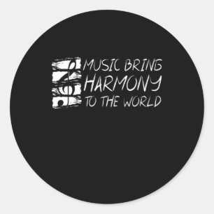 Sticker Rond La Musique Apporte Harmonie Au Monde