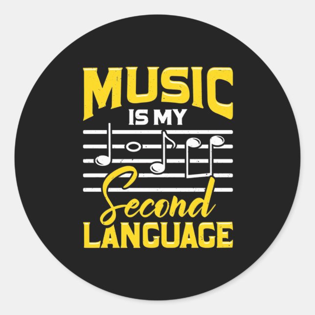 Sticker Rond La musique enseignante est ma langue seconde (Devant)