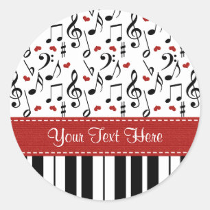 Sticker Rond La musique faite sur commande de piano note des