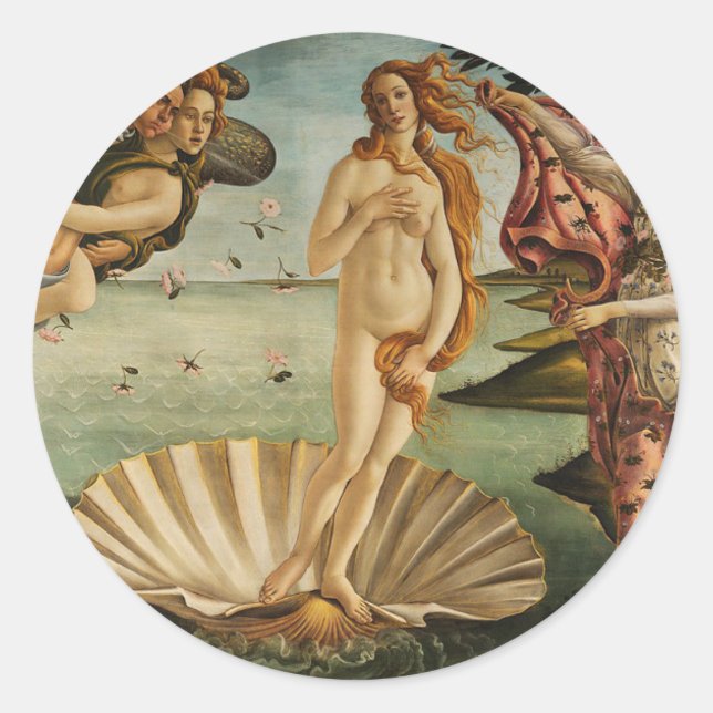 Sticker Rond La naissance de Vénus - Sandro Botticelli (Devant)