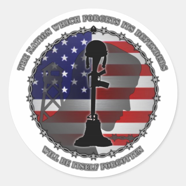 Sticker Rond La nation qui oublie ses défenseurs (Devant)