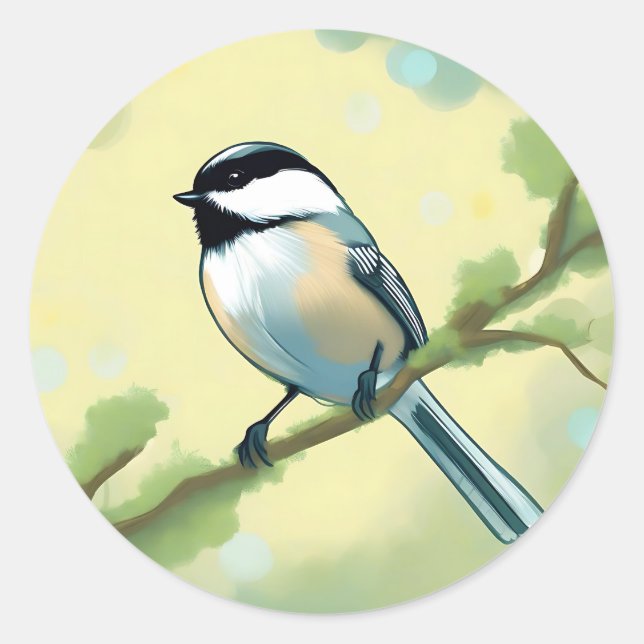 Sticker Rond La nature des oiseaux de pousse (Devant)