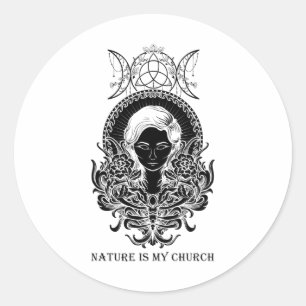 Sticker Rond La Nature Est Ma Sorcière De L'Église Halloween