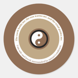 Sticker Rond La nature s'embrasse Terre Mal Brown Yin Yang