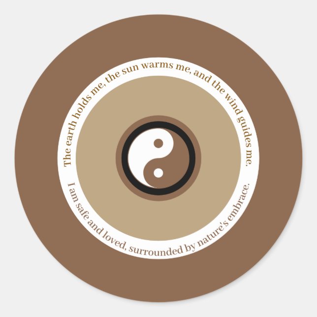 Sticker Rond La nature s'embrasse Terre Mal Brown Yin Yang (Devant)
