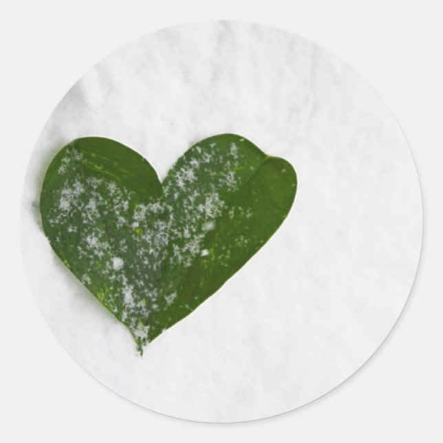Sticker Rond La neige d'hiver de la nature Coeur romantique de  (Devant)
