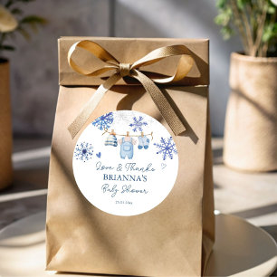 Sticker Rond La neige en amour les flocons de neige baby shower