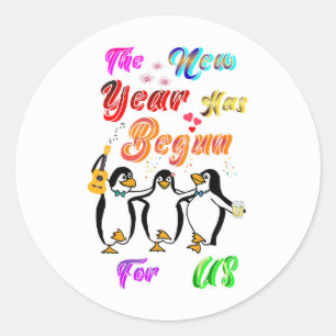 Sticker Rond La Nouvelle Année A Commencé Pour Nous