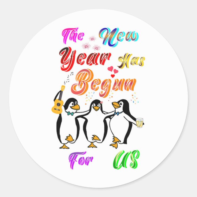 Sticker Rond La Nouvelle Année A Commencé Pour Nous (Devant)