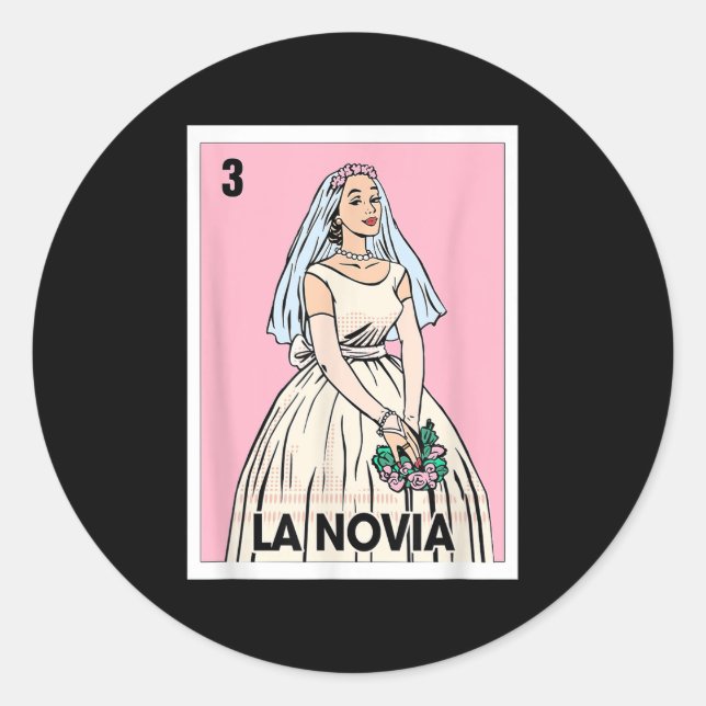 Sticker Rond La Novia Mexicaine Bingo Card La Mariée Mariage Ba (Devant)