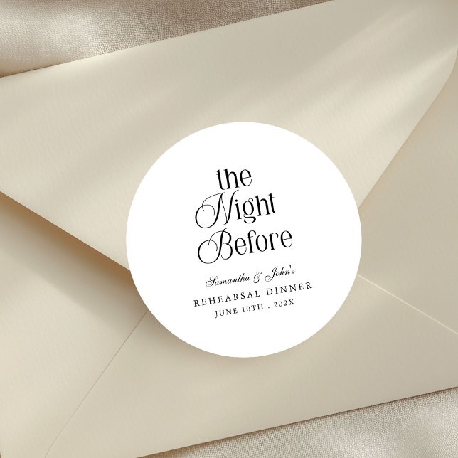 Sticker Rond La Nuit Avant le Dîner de Répétition Élégant Moder (Créateur téléchargé)