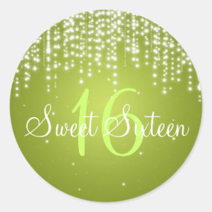 Sticker Rond La nuit de sweet sixteen brillent la chaux