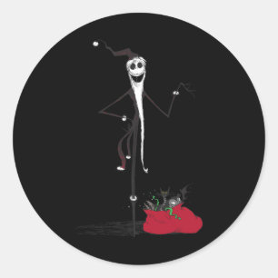Sticker Rond La nuit effrayante avant Noël Père Noël Cadeau