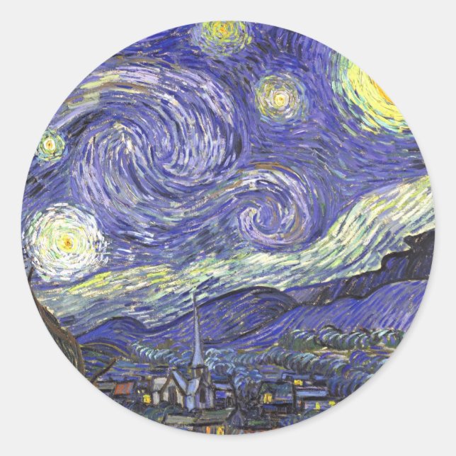Sticker Rond La Nuit étoilée par Vincent van Gogh (Devant)