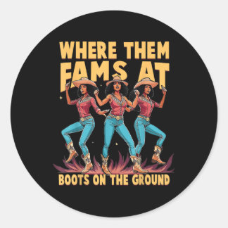 Sticker Rond Là Où Ils Vont À Des Bottes Sur Le Terrain Des Fil