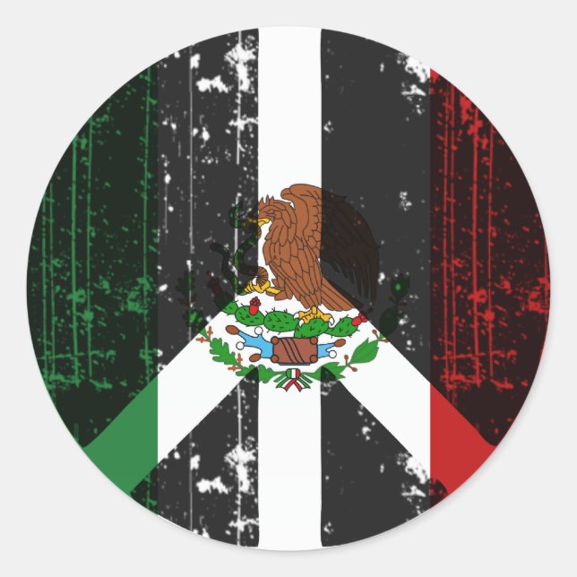 Sticker Rond La Paix Au Mexique (Devant)