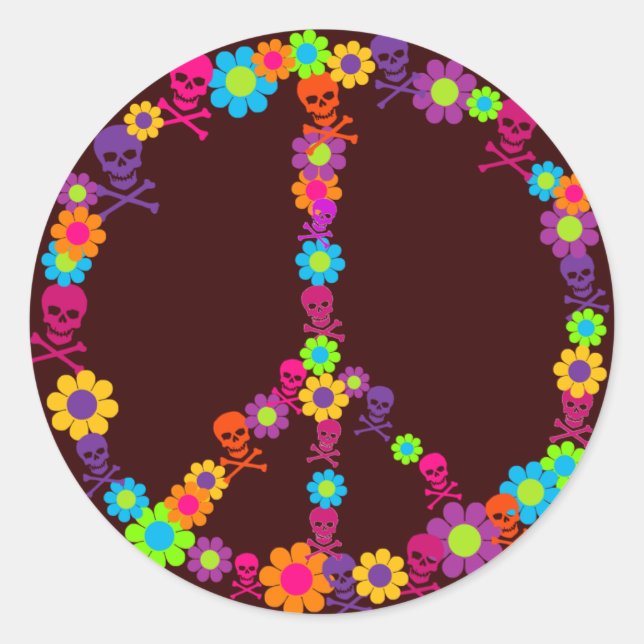 Sticker Rond La paix crédule de l'énergie florale (Devant)