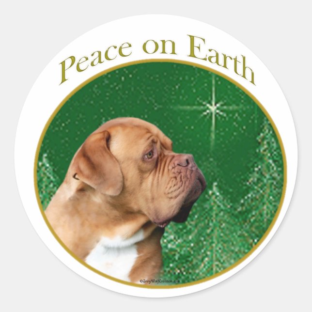 Sticker Rond La Paix du Dogue de Bordeaux (Devant)