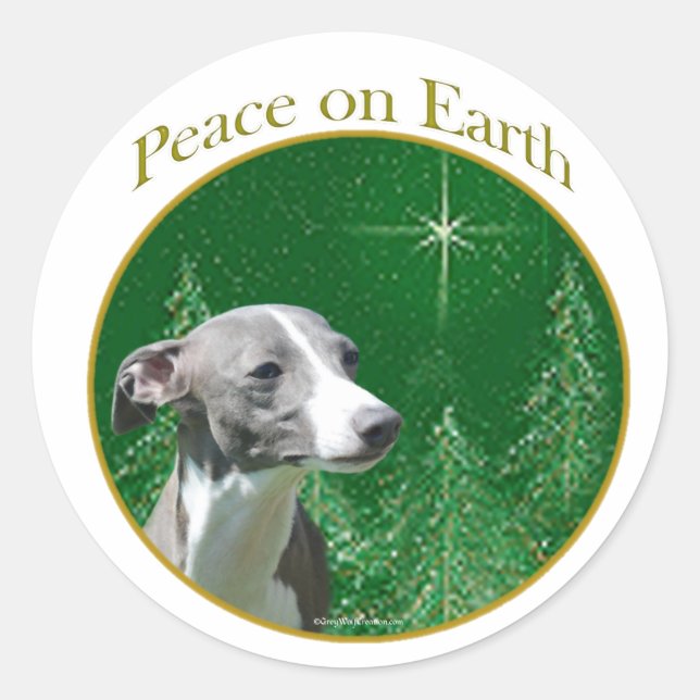 Sticker Rond La paix Greyhound italienne (Devant)