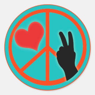 Sticker Rond La paix signe la paix et l'amour