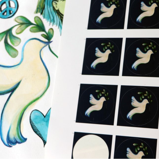 Sticker Rond La Paix sur Terre La colombe de l'espoir (Créateur téléchargé)