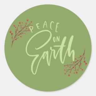 Sticker Rond La Paix Verte sur Terre Enveloppe de Noël