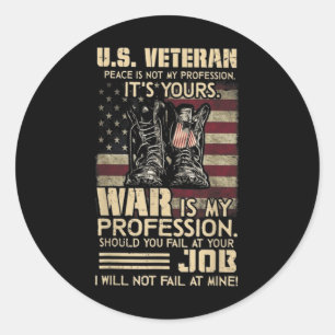 Sticker Rond La paix vétéran des États-Unis n'est pas ma profes