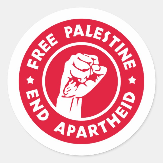 Sticker Rond La Palestine libre met fin à l'apartheid (Devant)