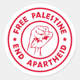 Sticker Rond La Palestine libre met fin à l'apartheid