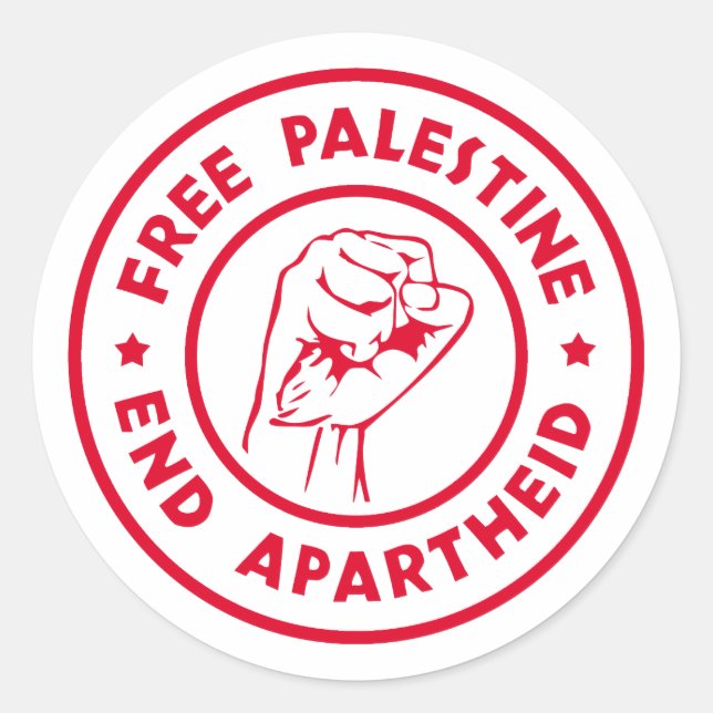 Sticker Rond La Palestine libre met fin à l'apartheid (Devant)