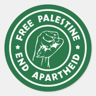 Sticker Rond La Palestine libre met fin à l'apartheid