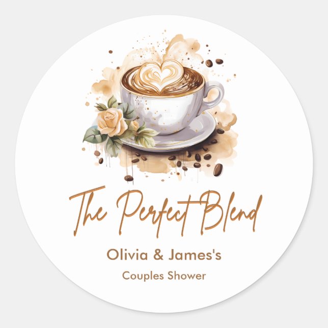 Sticker Rond La Parfaite Combinaison Café Mariage Couple Shower (Devant)