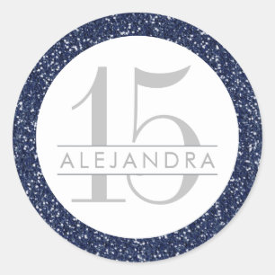 Sticker Rond La Parties scintillant bleue de la marine Quince A