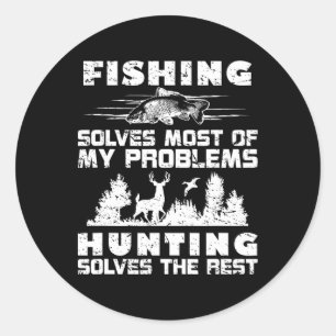 Sticker Rond La pêche résout la plupart de mes problèmes en cha