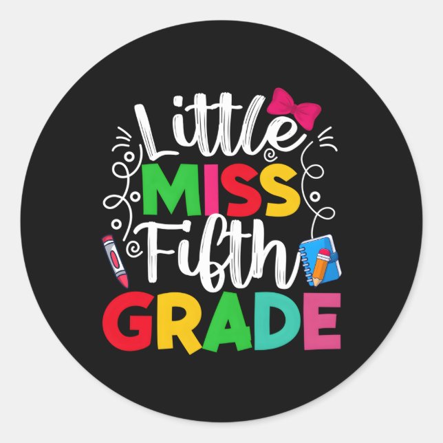 Sticker Rond La Petite Miss De 5E Année De Retour À L'École Étu (Devant)