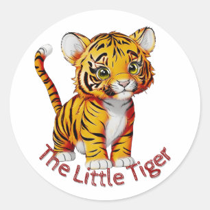 Sticker Rond La petite pépinière personnalisable de tigre