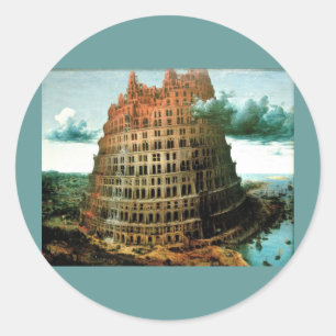 Sticker Rond La "petite" tour de Babel de Pieter Bruegel