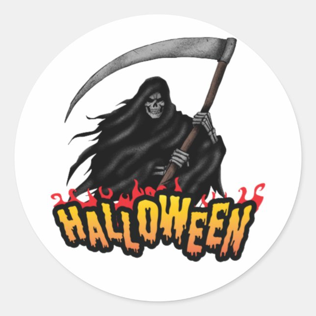 Sticker Rond La peur de l'Halloween sur le papier (Devant)
