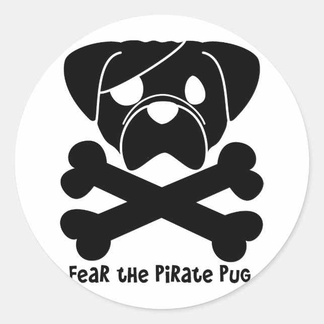 Sticker Rond La peur du Carlin pirate (Devant)