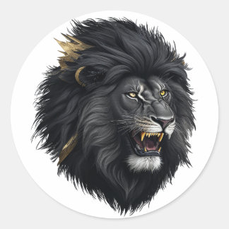 Sticker Rond La peur, le lion noir