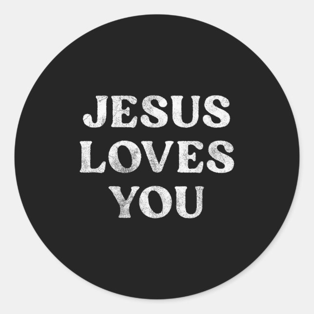 Sticker Rond La phrase Jésus t'aime sur un  (Devant)